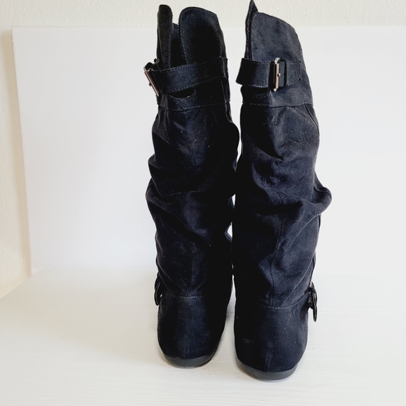 Report Footwear Flat Black Suede Mid-Calf Boot with buckle detail - Picture 5 of 11